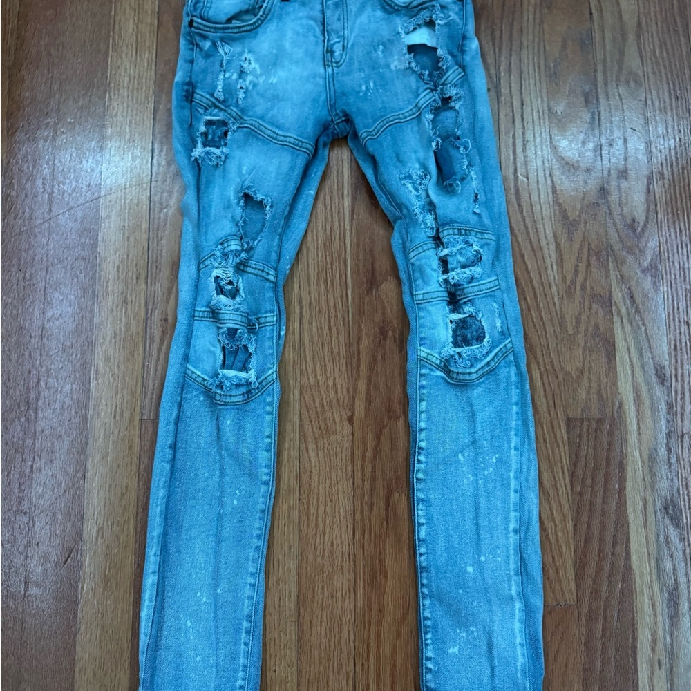 Men's Distressed Blue Jeans